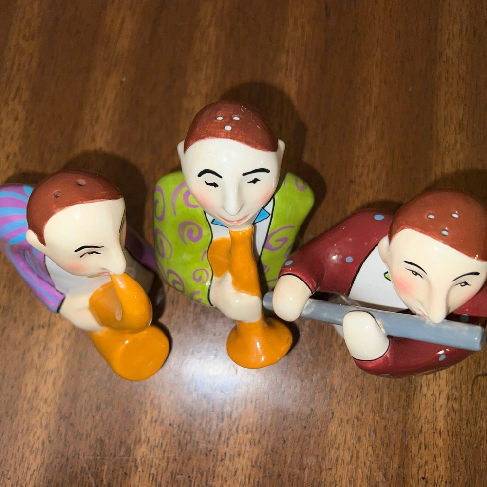 Jazz Musicians Set Of Three Salt & Pepper Shakers ~ Ceramic 4.5" - Picture 2 of 14